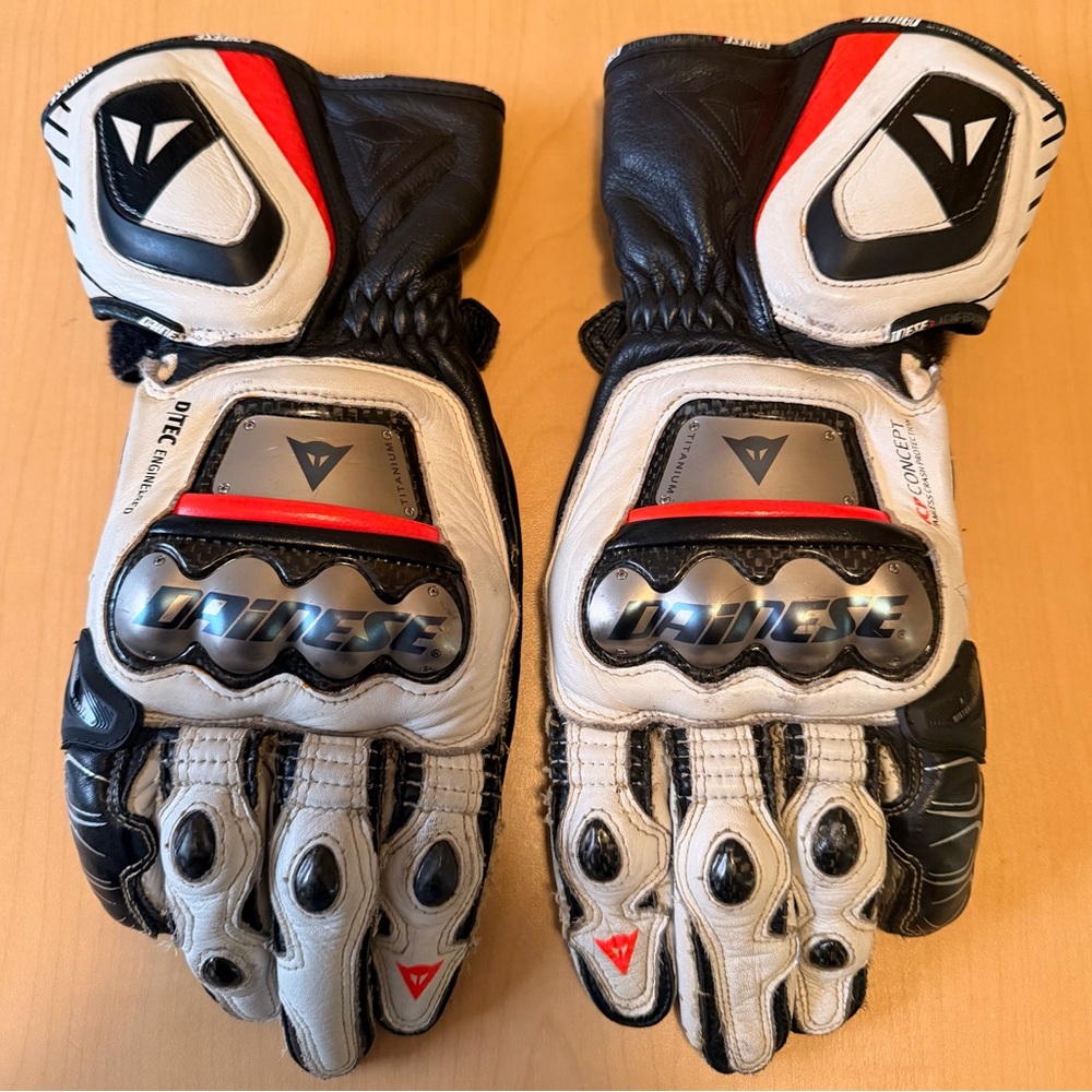 Dainese Black and White Motorcycle Gloves